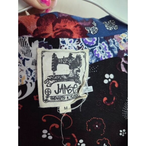 JAASE Women Blue Black Red Floral Print Boho Fairy Goth Blazer size Medium - Picture 3 of 7